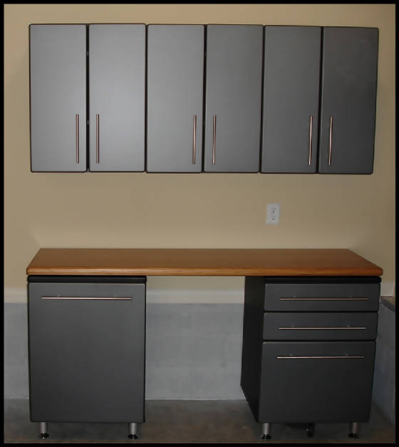 Garage Cabinets with Bamboo Workbench Top
